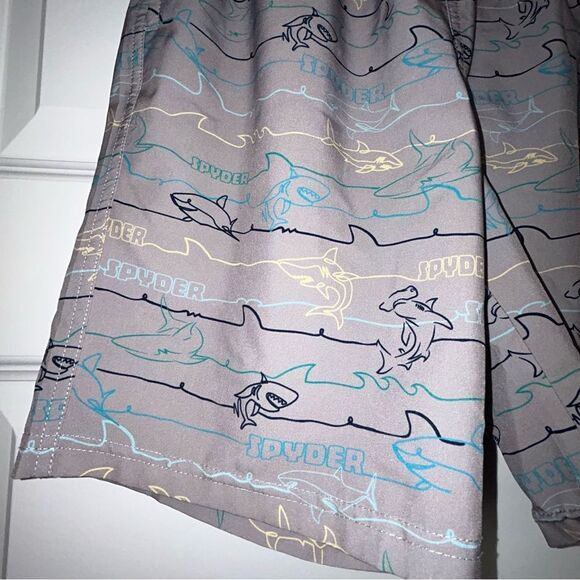Spyder Swim Shark Print Pull On Elastic Drawstring Waistband Swim Trunk Shorts - Picture 2 of 5